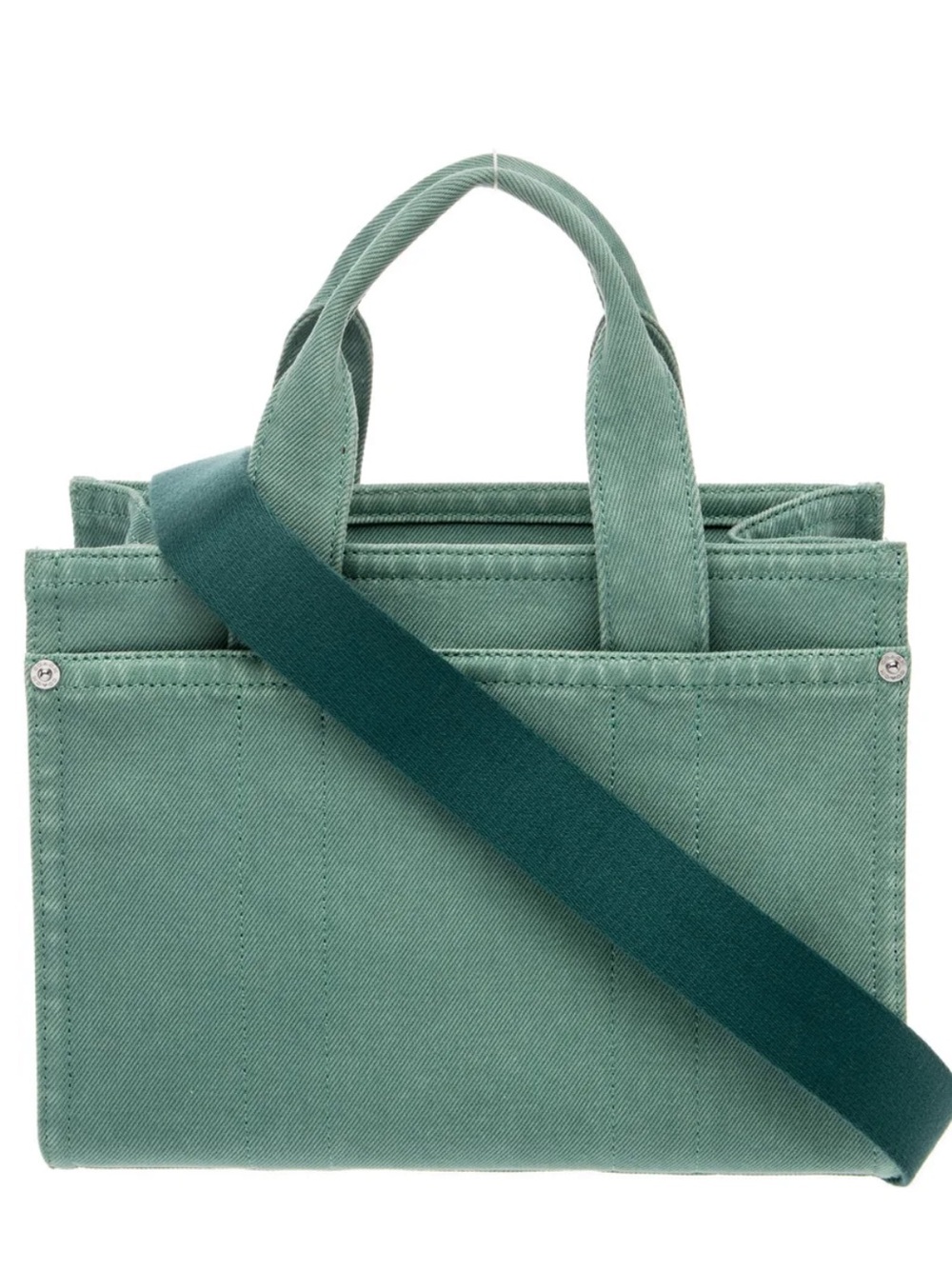 Coach Denim Green Canvas Tote 26 with Crossbody Strap - Picture 2 of 11